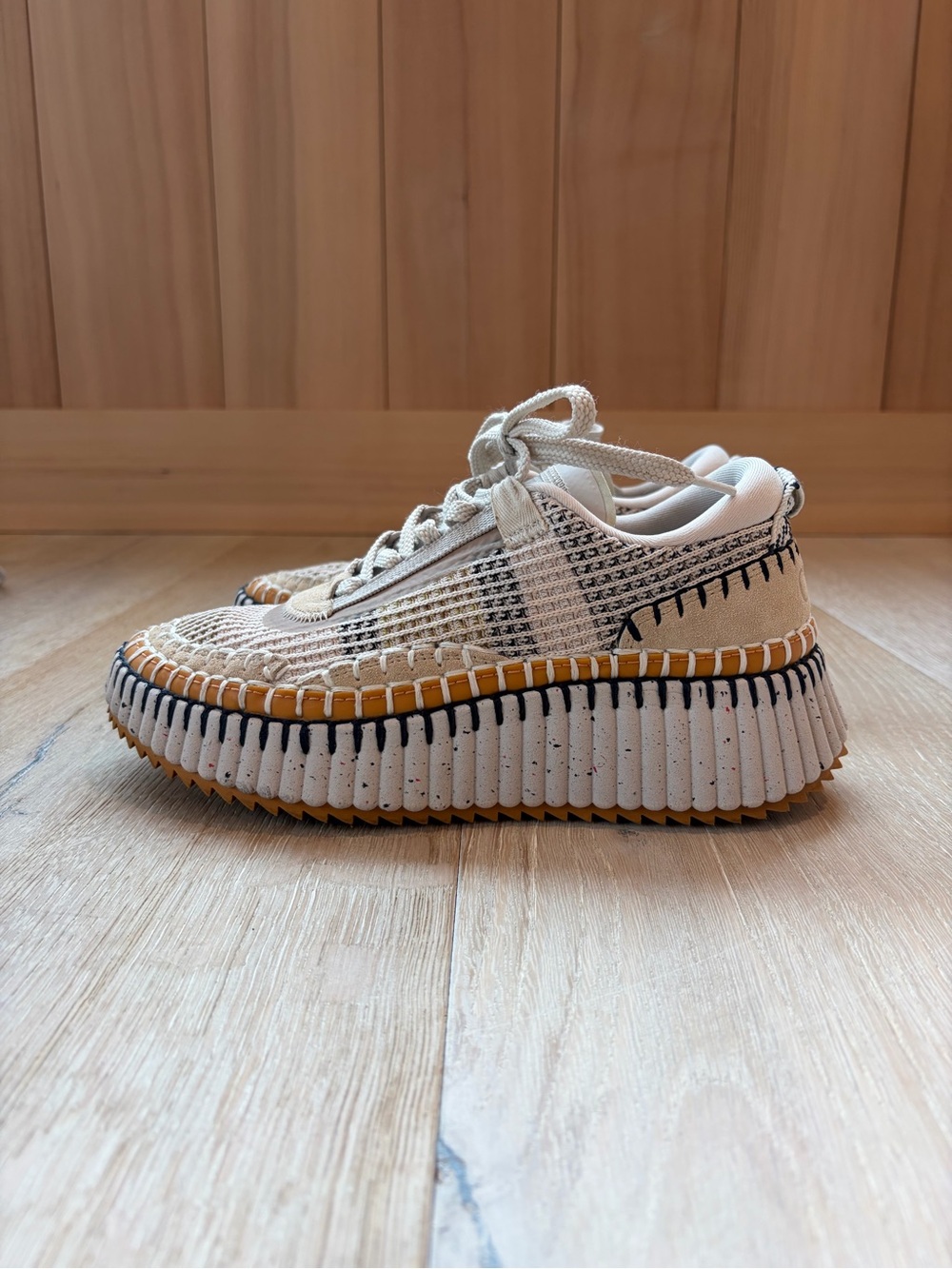 Chloé Nama Platform Sneakers Cream Beige Multicolor